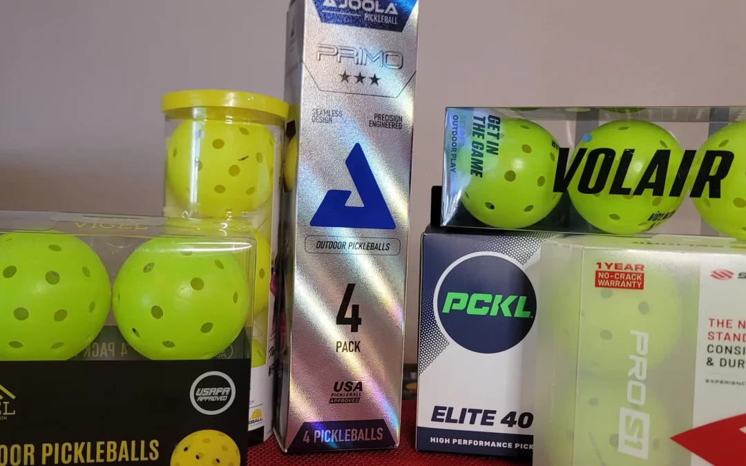 collage of top pickleball balls ready to be tested