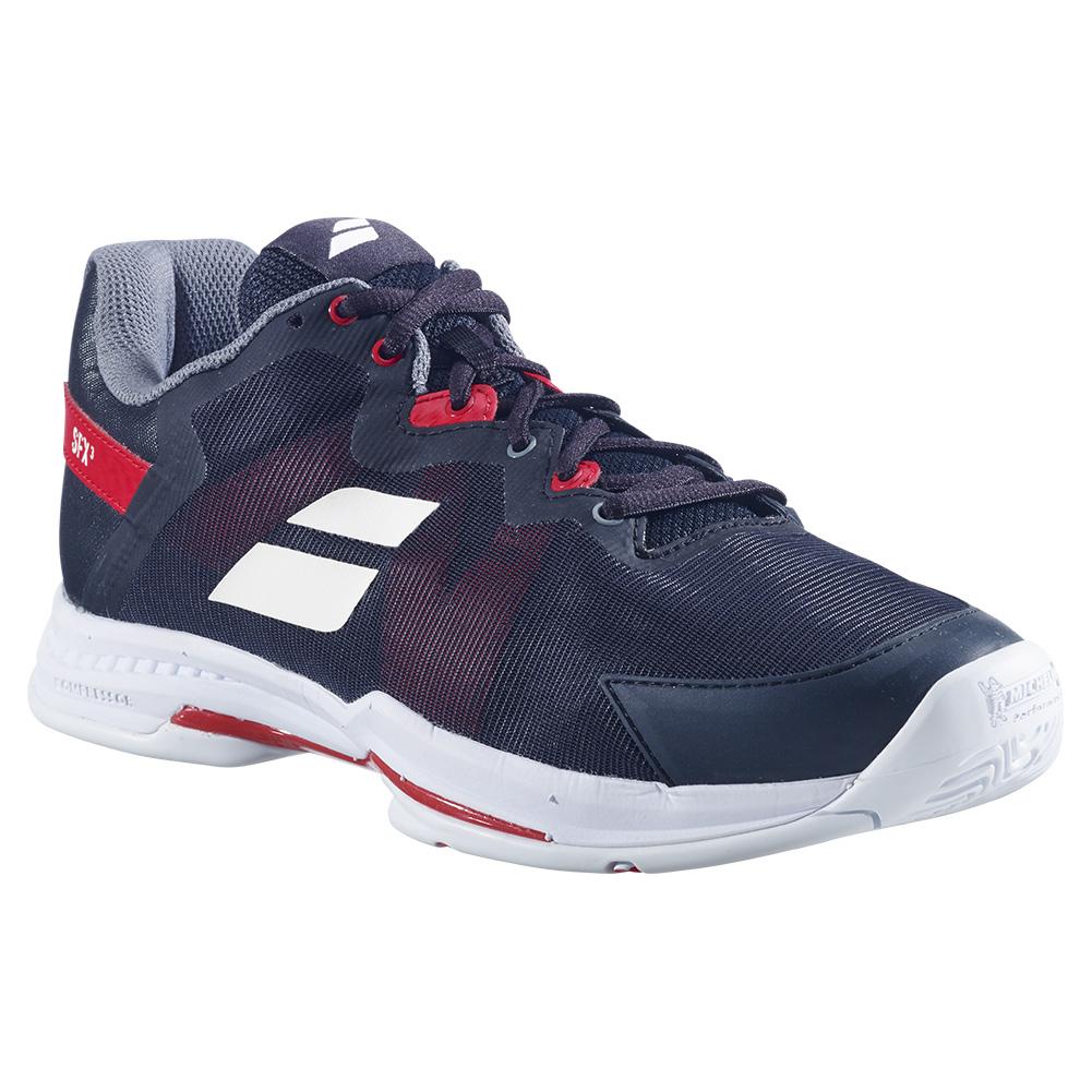 Babolat SFX tennis shoe in black and poppy red